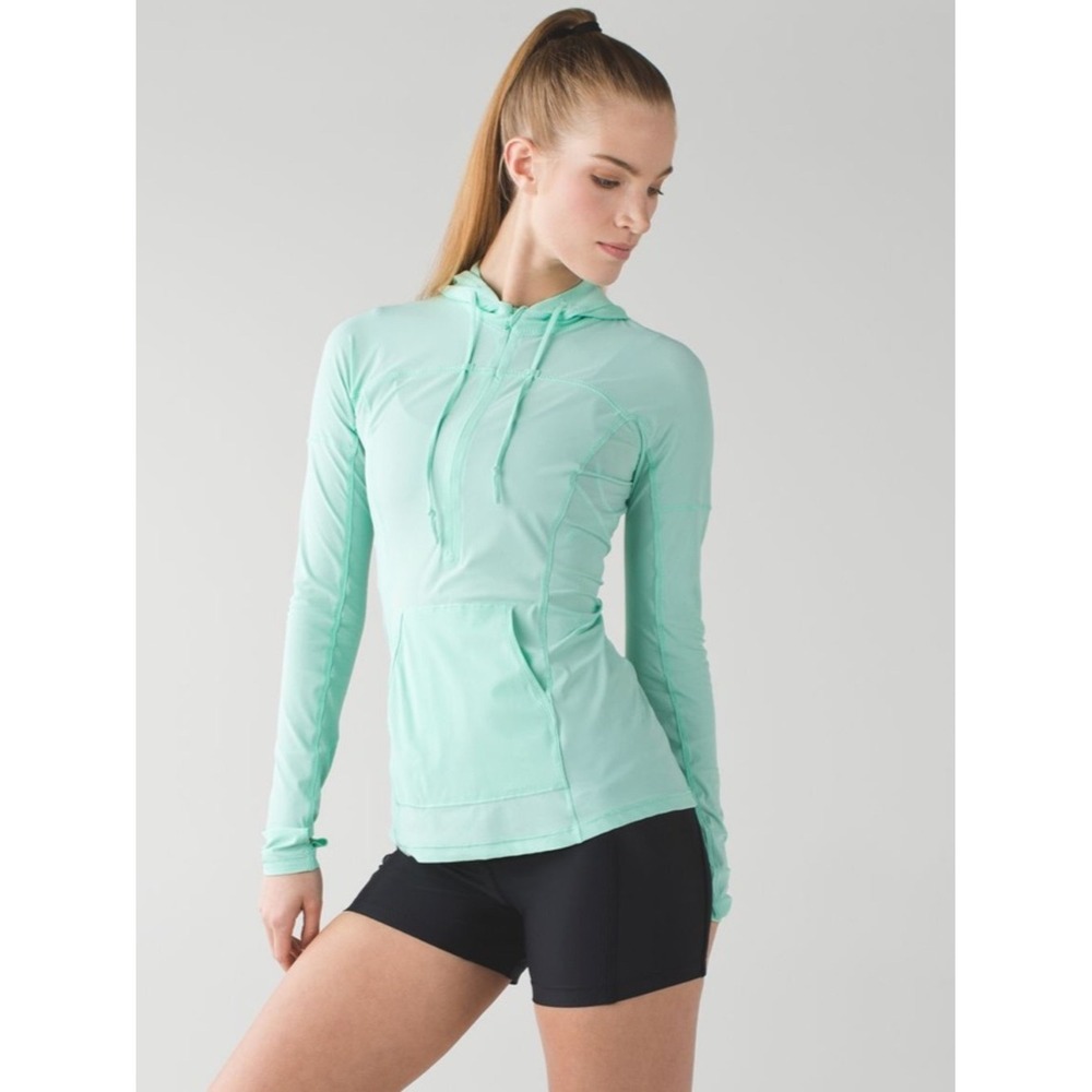 Lululemon Toothpaste Runbeam Half Zip Hoodie M Mint Athleisure Running Gorpcore